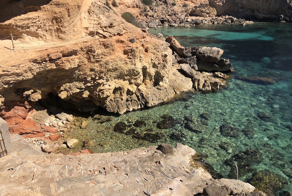 A dramatic turquoise cove on the Balearic coast